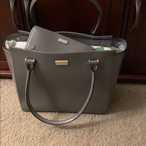 Gray Kate spade purse and matching wallet
